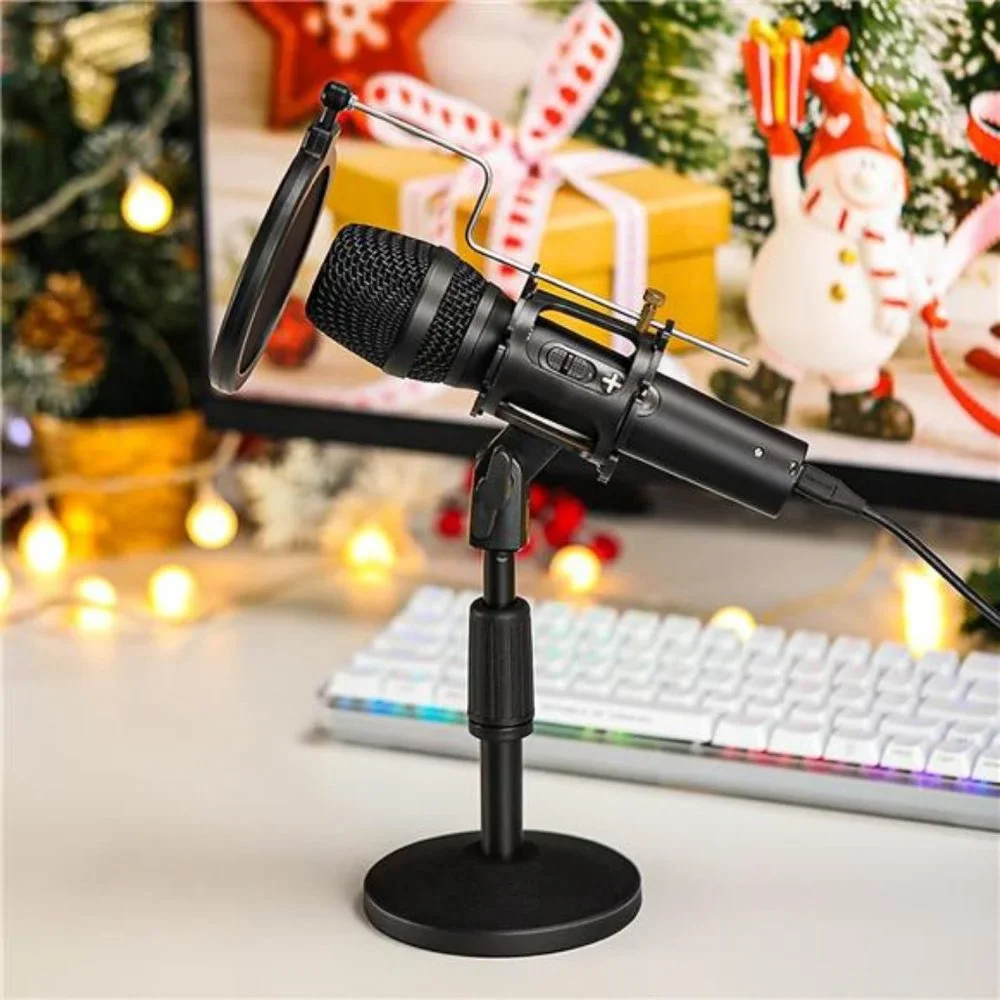USB/XLR Podcast Dynamic Microphone,Studio MicKit with Volume Control,Shock Mount
